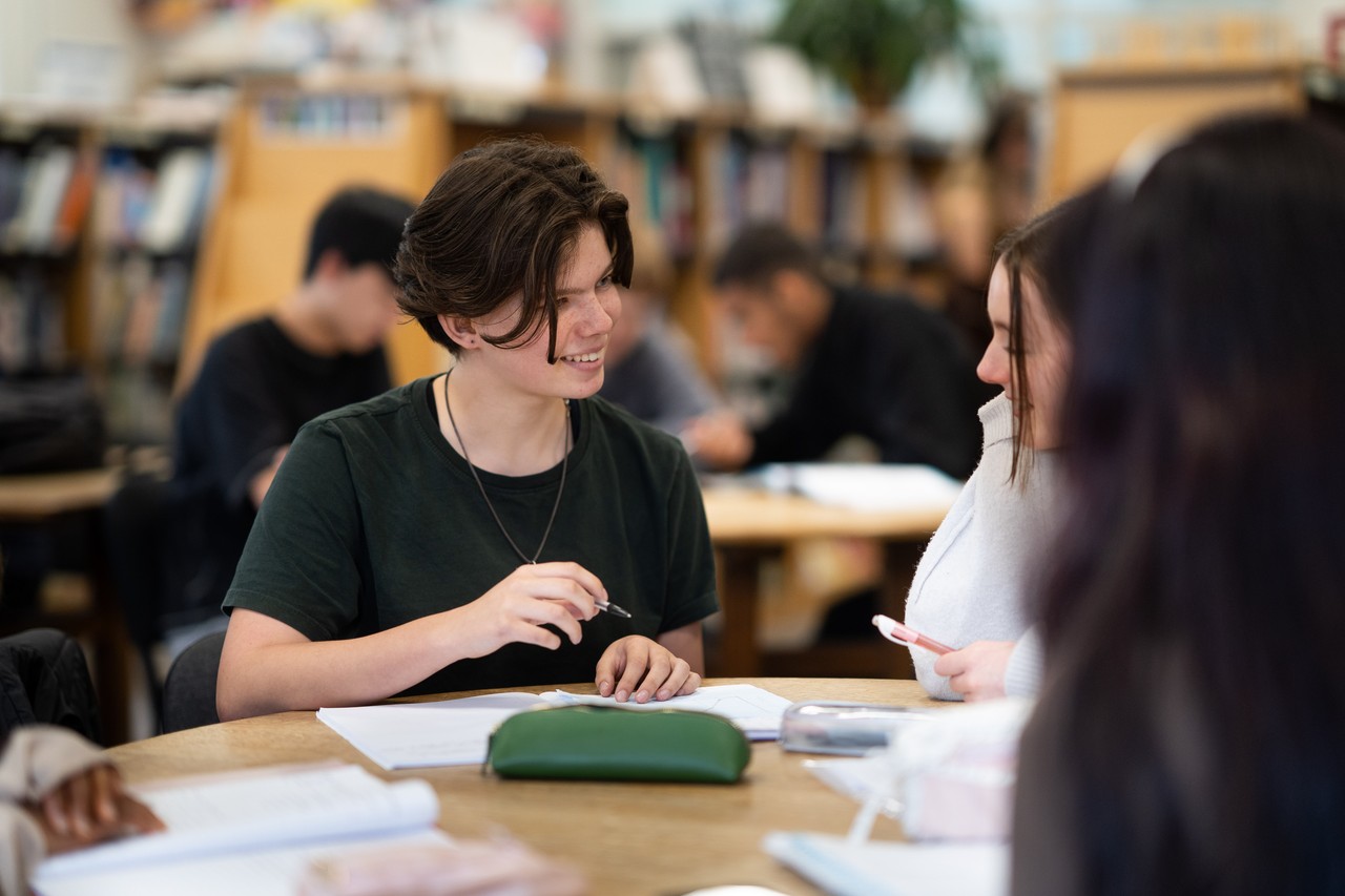 Student in the library