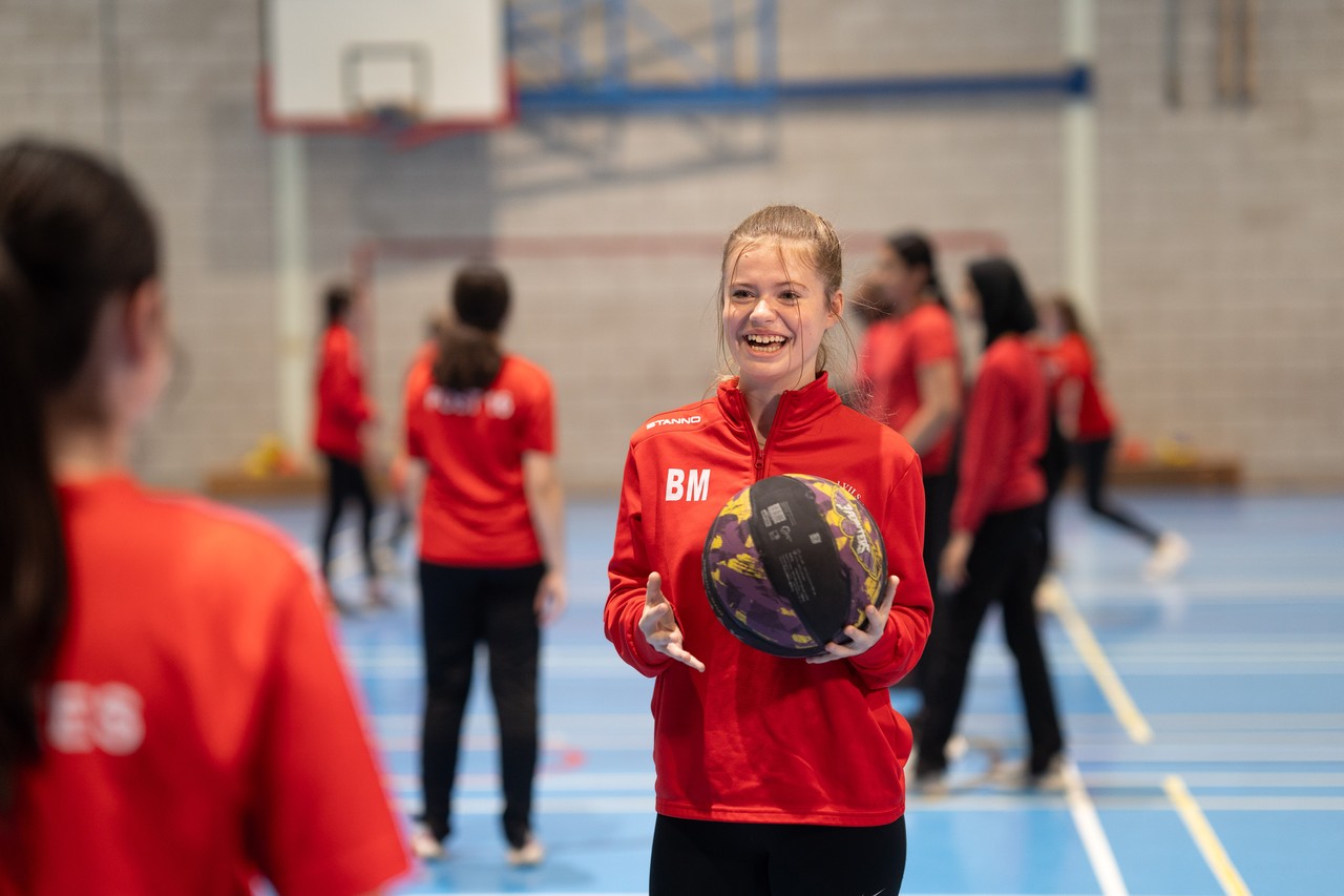 Student playing netball